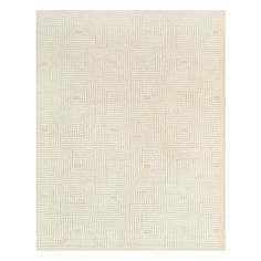 a white rug with an abstract design on the bottom, and a square pattern in the middle