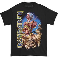 Jumbo Somewhere Back In Time Art With Vertical Logo (Import) Iron Maiden T Shirt, Vertical Logo, T Shirt World, Time Art, Tshirt Art, Inspirational Shirt, Band Merch, Iron Maiden, T Shirt And Shorts