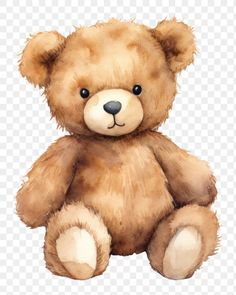 a brown teddy bear sitting on top of a white background png image with transparent background