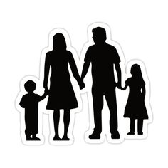 a family silhouette sticker with an adult holding the hand of a child's hand