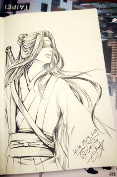 Untamed Anime Art, Mdzs Drawing, Anime Drawing Black And White, The Untamed Drawing, Anime Pen Art, Untamed Drawing, Anime Drawing Sketches Manga, Manga Style Drawing, Asian Drawings