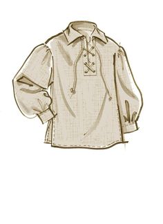 a drawing of a shirt with laces on the collar