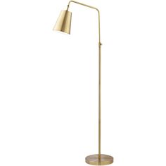 a gold floor lamp with a white background