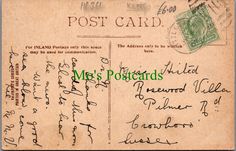 an old postcard with writing on it and a stamp that says,'mrs pottedards '