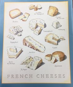 a book with pictures of different types of cheeses on it's front cover