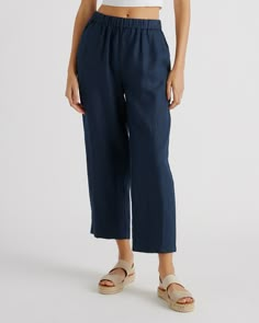 Quince Linen Pants, Lunchbox Doodles, Quince Linen, Quince Blue, Navy Linen Pants, Alexa Echo, Linen Tank Top, Cropped Wide Leg Pants, Linen Tank