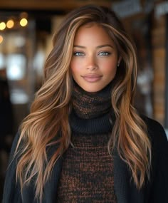 Dimension In Dark Hair, Hair Color For Women Over 50, All Over Hair Color Ideas, Copper Caramel Hair, Amber Balayage, Warm Fall Hair Color, Balayage For Fall, Hair Colors For Tan Skin, Autumn Balayage