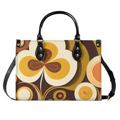 Get ready to add some flower power to your wardrobe with this groovy retro satchel! Featuring a fun and playful print, this satchel will add a pop of color and personality to any outfit. With a spacious interior and convenient pockets, it's both stylish and functional. (Peace and love, man!) Premium PU Leather: Crafted from high-quality PU leather for durability and style. Versatile Sizing: Available in three sizes to suit your needs and preferences. Sturdy Top Handles: Features two sturdy top h Retro Brown Shoulder Bag For On-the-go, Retro Brown Shoulder Bag With Top Handle, Retro Satchel Shoulder Bag For Spring, Retro Rectangular Shoulder Bag For Spring, Vintage Spring Satchel Shoulder Bag, Retro Crossbody Shoulder Bag For Spring, Vintage Shoulder Satchel For Spring, Retro Multicolor Shoulder Bag For Daily Use, Retro Shopping Bags For Spring