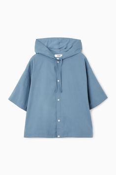 Rendered in a mid-wash denim, this hooded shirt marries contemporary street-style with classic tailoring. It boats subtle pleating at the rear with straight-cut short slevevs and two side pockets. Internal drawstrings wrap the hem, mirroring those falling from the hood. Relaxed fitFront button fasteningDrawstring hood and hem Shell: 100% Cotton. Excluding trims / Machine wash Back length of size M is 68.4cm / Model wears a size M Hooded Shirt Jacket, Summer Tops With Drawstring Hood Relaxed Fit, Summer Tops With Drawstring Hood And Relaxed Fit, Summer Relaxed Fit Tops With Drawstring Hood, Relaxed Fit Hooded Summer Top, Relaxed Fit Hooded Top For Summer, Summer Hooded Tops With Pockets, Hooded Summer Top With Pockets, Summer Cotton Hooded Outerwear