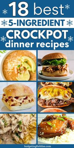 Make dinnertime stress-free with these 5-ingredient slow cooker recipes. These 18 easy crockpot dinners take just 5 ingredients or less making them perfect for busy weeknights. Enjoy hassle-free slow cooker meals with minimal effort ideal for family dinners. Just toss everything into the crockpot, let it work it's magic and you have a delicious dump and go crockpot meal wating for you when you get home. You will love these best crockpot recipes, easy slow cooker dinners, and simple crockpot dinner recipes. 5 Ingredient Crockpot Recipes, Dump And Go Crockpot, Crockpot Dinner Recipes, Simple Crockpot, 5 Ingredients Or Less, Crockpot Meal, Easy Crockpot Dinners, Best Crockpot Recipes, Crockpot Dinners