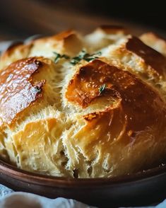 a close up of a bread dish on a plate