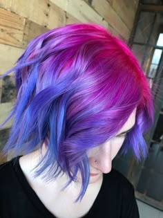 Pretty pink and blue Galaxy Hair Color, Growing Out A Pixie, Blue Ombre Hair, Bold Hair Color, Rainbow Hair Color, Gorgeous Hair Color