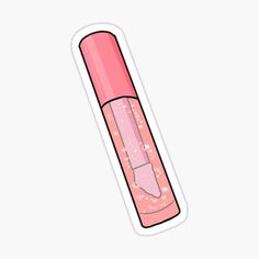 a pink lipstick sticker with glitter on it's bottom and the word, i love