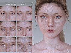 a woman with freckles on her face is shown in multiple pictures, including the skin