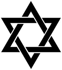 the star of david is shown in black and white, with an inverted triangle at the center