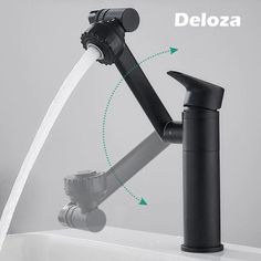 a faucet with water running out of it and the words deloza above it