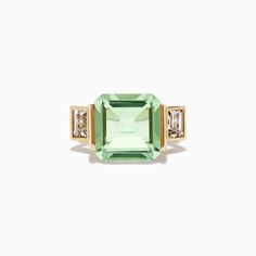 Effy 14K Yellow Gold Green Amethyst and White Topaz Ring Luxury Yellow Gold Green Amethyst Ring, Green Amethyst Ring, Effy Jewelry, Green Amethyst, Topaz Ring, Amethyst Ring, White Topaz, Gold Yellow, Topaz