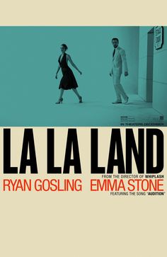 the cover of la la land by ryan gosling emma stone, featuring two people walking