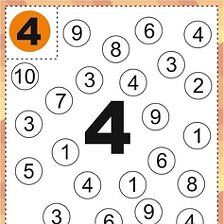 the number 4 worksheet for children to learn numbers and place them in order