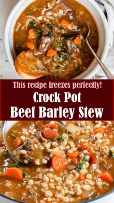 this recipe freezes perfectly crock pot beef barley stew is an easy and delicious meal