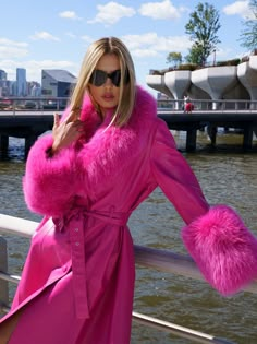 Pink Coat Outfit, Mode Rose, Look Rose, Leather Coat Womens, Catty Noir, Embellished Jacket, Pink Fur, Special Clothes, Quirky Fashion