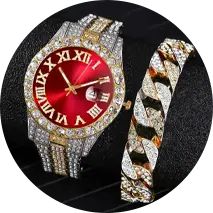 Code: acm274910 Watches Bracelets, Women's Watch Bands, Hip Hop Women, Rapper Jewelry, Round Watch, Mens Fashion Watches, Watch Dial, Crystal Watches, Watch Bracelet