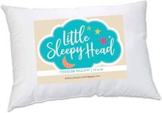 a pillow with the words little sleepy head on it and an image of a cloud