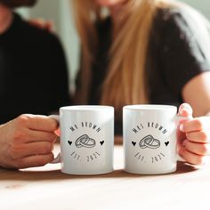 Personalised Mr & Mrs wedding mug, Bride and groom mugs, Engagement gifts for couples Wedding Mug, Anniversary Gift Ideas, Photo Keyrings, Cute Valentines Day Gifts, Gifts For Couples, Engagement Gifts For Couples, Wooden Cake, Couples Anniversary, Wedding Mugs