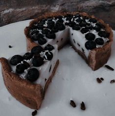 a chocolate cake with blueberries and whipped cream