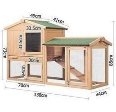 the large wooden chicken coop is shown with measurements