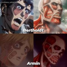 two anime characters with different facial expressions and the caption says, berholdt armin