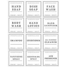 soap bar labels with the words hand wash and body lotion written in black on them