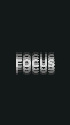 the word focus is made up of white and black letters on a black background,