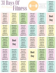 the 31 days of a home fitness plan