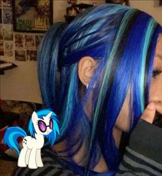 Part Seven ! ♡₊˚ 🎵・₊✧ Green Blonde And Black Hair, Hair Dye Ideas Wavy Hair, Hair Colour Ideas Colourful, Whole Head Dyed Hair, Blue Purple Black Hair, Green Skunk Hair, Blue Calico Hair, Brown And Teal Hair, Blue Skunk Hair