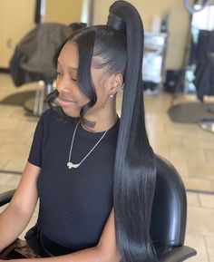 High Ponytail Hairstyles, Weave Ponytail Hairstyles, Sleek Ponytail Hairstyles, Weave Ponytail, Black Ponytail Hairstyles, Birthday Hairstyles, Girls Hairstyles Braids, Hair Ponytail Styles, Hair Laid