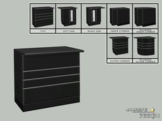 several different types of drawers and cabinets with numbers on the top, bottom, and bottom