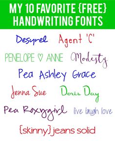 the words are written in different colors and font on a white background with green border