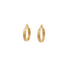 Experience a blend of elegance and tradition with our Italian-made 10k gold hoops. Adorned with Greek key symbols, these hoops offer a unique and eye-catching design. Their detailed craftsmanship makes them a standout addition to your jewelry collection. Available in mini, small, and medium versions allowing you to choose the perfect pair to suit your style. Heartstrings’ eco-friendly promise delivers jewelry and packaging that transform end-of-life materials into beauty for even the most discer Guitar String Jewelry, Unique Hoop Earrings, Eco Luxury, Gold Jewelry Necklace, Back Jewelry, Key Design, Greek Key, Gold Hoops, Elegant Earrings