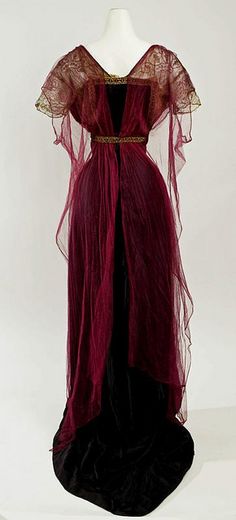 Rich Burgundy Edwardian Evening Gown, Callot Soeurs, Lily Elsie, 1920 Dress, 1910s Fashion, Edwardian Dress, Antique Dress, Retro Mode