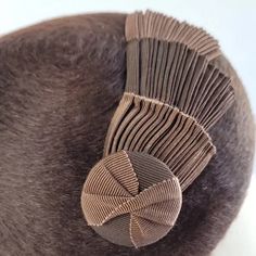 Detail of a Brown Spring Wedding Hat handmade by Imogen's Imagination