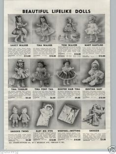 an old advertisement for dolls from the 1950's