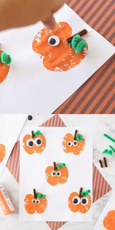 an orange pumpkin craft with googly eyes