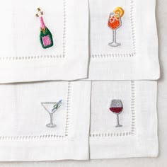 Elevate your next gathering with the timeless elegance of Threads & Honey's Embroidered Cocktail Napkins. Expertly crafted from the finest linen and meticulously embroidered in Louisville, KY, these napkins add a touch of luxury to any occasion, from intimate dinner parties to festive celebrations. Key Features: Material: 100% high-quality linen for a crisp, sophisticated feel. Customization: Personalized with your choice of embroidery thread designed to never bleed or fade. Decorative Border: F Cocktail Emoji, Embroider Napkins, What To Embroider, Hand Embroidered Napkins, Embroidered Cocktail Napkins, Embroidery Napkins, Dining Essentials, Linen Cocktail Napkins, Food Birthday