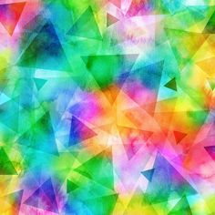 an abstract colorful background with lots of different colored shapes and sizes, including triangulars