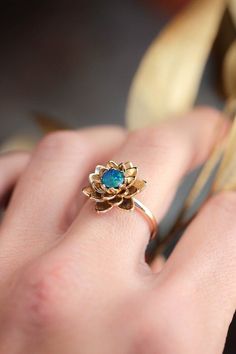 Engagement Ring Opal, Flower Engagement, Lotus Ring, Gold Items, Gold Lotus, Flower Engagement Ring, Ring Opal, Fire Opal Ring, Proposal Ring