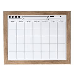 a wooden frame holds a whiteboard with an arrow on the front and two buttons on the back