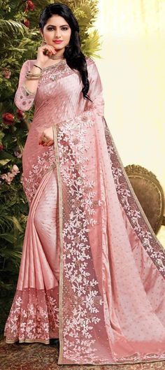 Silk Traditional Saree in Pink and Majenta with Moti work Product Details: Fabric:Art Silk, Silk, Tissue Work:Embroidered, Lace, Moti, Sequence, Stone, Thread Color Family:Pink and Majenta Style:Half and Half Occasion:Traditional Saree Dimension:530 Cm x 110 Cm ( L x W) Blouse Length:80 Cm Approx(we provide stitched blouse at extra cost @ 15US$) You can send us the measurement through email.  Otherwise we will send Unstitched Blouse and you can stitched at your end. Unstitched Blouse price is in Tissue Fabric, Moti Work, Traditional Saree, Indian Sarees Online, Wedding Saree Indian, Dress Indian, Trendy Sarees, Blouse Price, Stylish Sarees