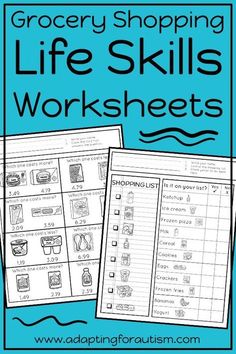 grocery shopping life skills worksheets for kids