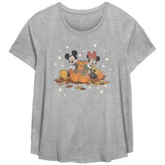 Give your wardrobe a festive Fall refresh with this Disney's Mickey Mouse And Minnie Mouse Pumpkin Harvest Plus Size Flowy Graphic Tee. © Disney FEATURES Scoopneck Short sleevesFABRIC & CARE Cotton, polyester Machine wash Imported Size: 1X. Color: Heather Gray. Gender: female. Age Group: adult. Fall Refresh, Minnie Mouse Pumpkin, Mouse Pumpkin, Mickey Mouse And Minnie Mouse, Pumpkin Harvest, Disney Mickey Mouse, Disney Mickey, Womens Clothing Tops, Fabric Care